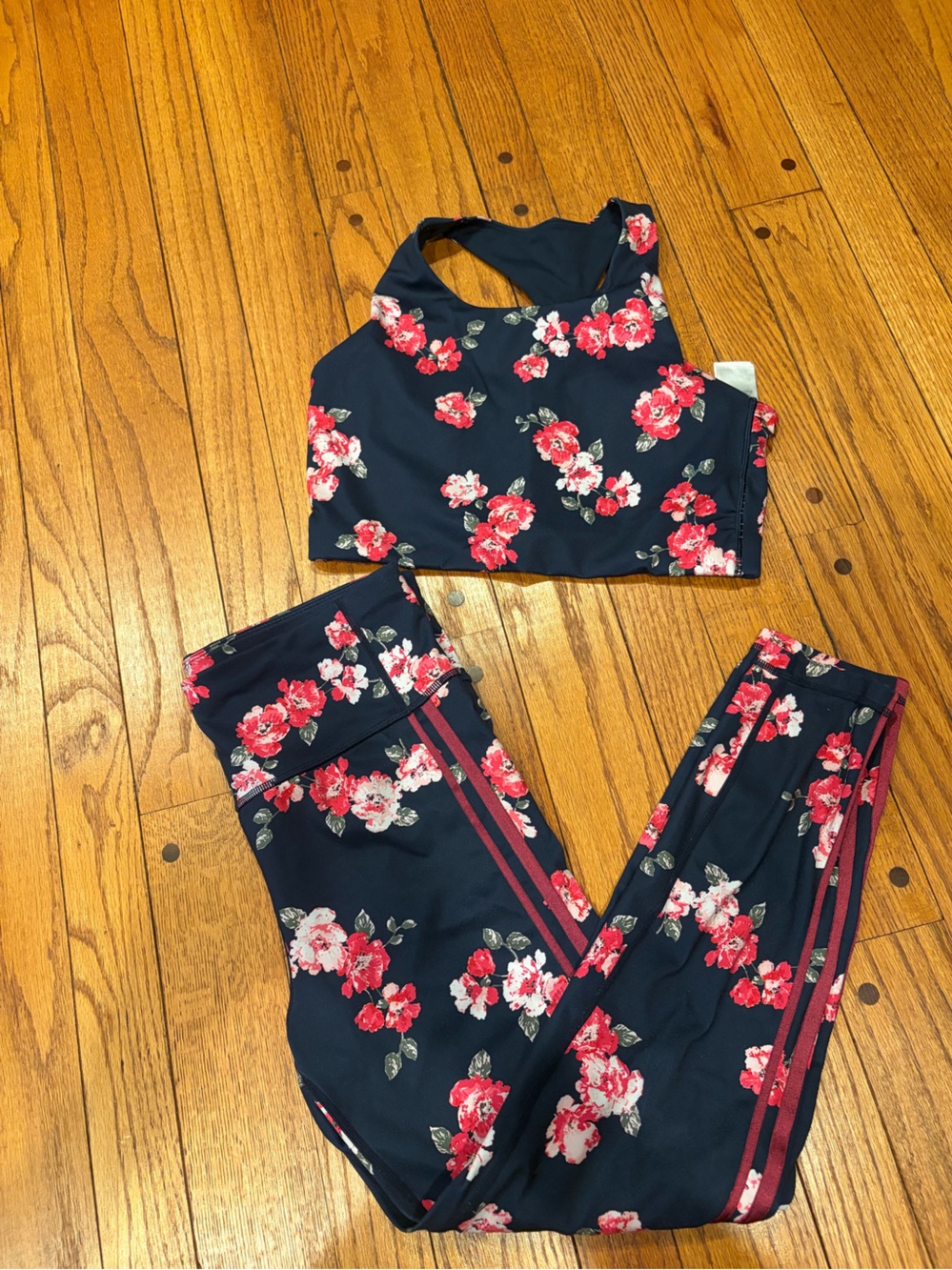 Gap Navy Floral Leggings and Sport Bra Set